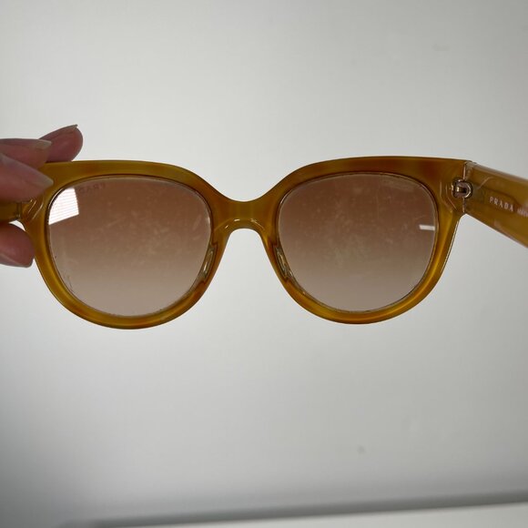 Prada Havana Brown/Brown Gradient SPR170 Cat Eye Sunglasses Size 54-22-140 - Picture 4 of 11